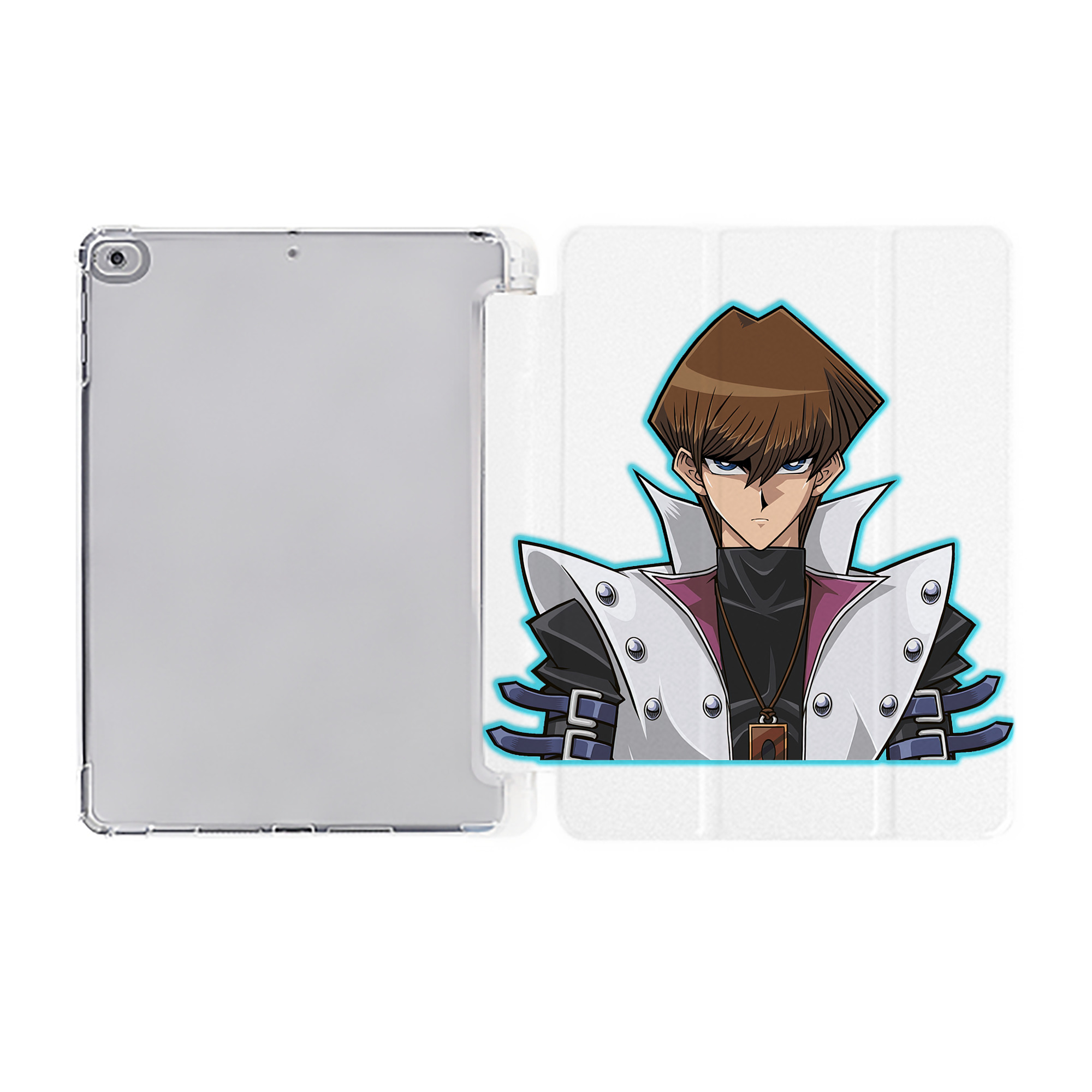 （画像用） 遊☆戯☆王 Yu-Gi-Oh! IPad ケース ペン収納付き 三つ折りスタンド PUレザー×シリコン 対応機種9.5/10.5/10.9インチ